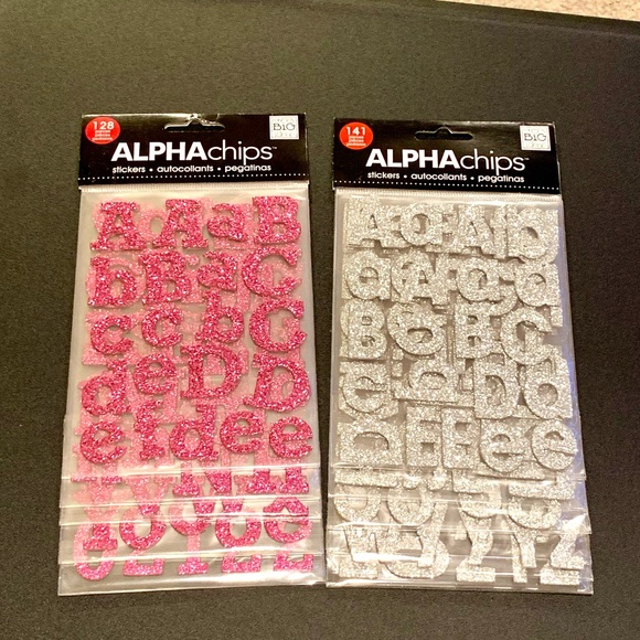 Pink & Silver Block Letters Stickers
